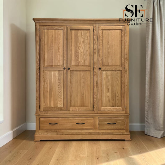 Natural Solid Oak Triple Wardrobe from Canterbury Range by Oak Furnitureland RRP £1699