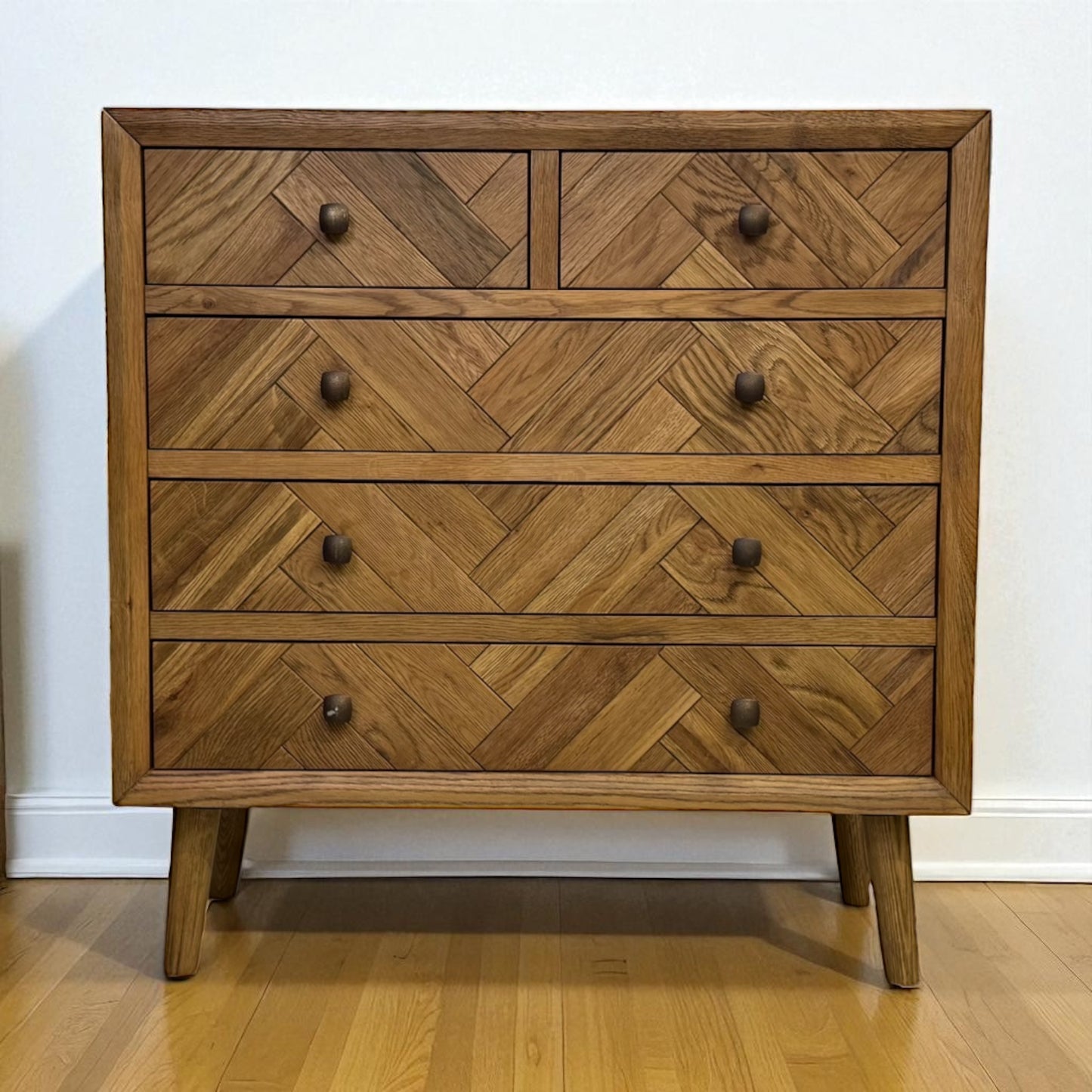 Brushed & Glazed Solid Oak Chest of Drawers Parquet Range From Oak Furnitureland RRP £569