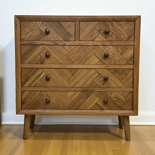 Brushed & Glazed Solid Oak Chest of Drawers Parquet Range From Oak Furnitureland RRP £569