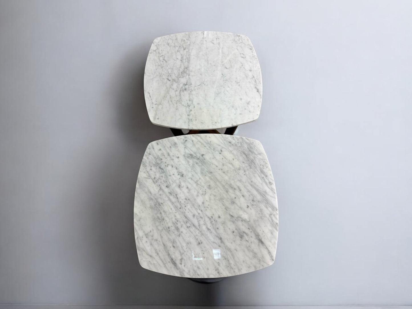 Oak Furnitureland Solid Acacia & Luxury Italian Carrara Marble Top Side Tables RRP £458