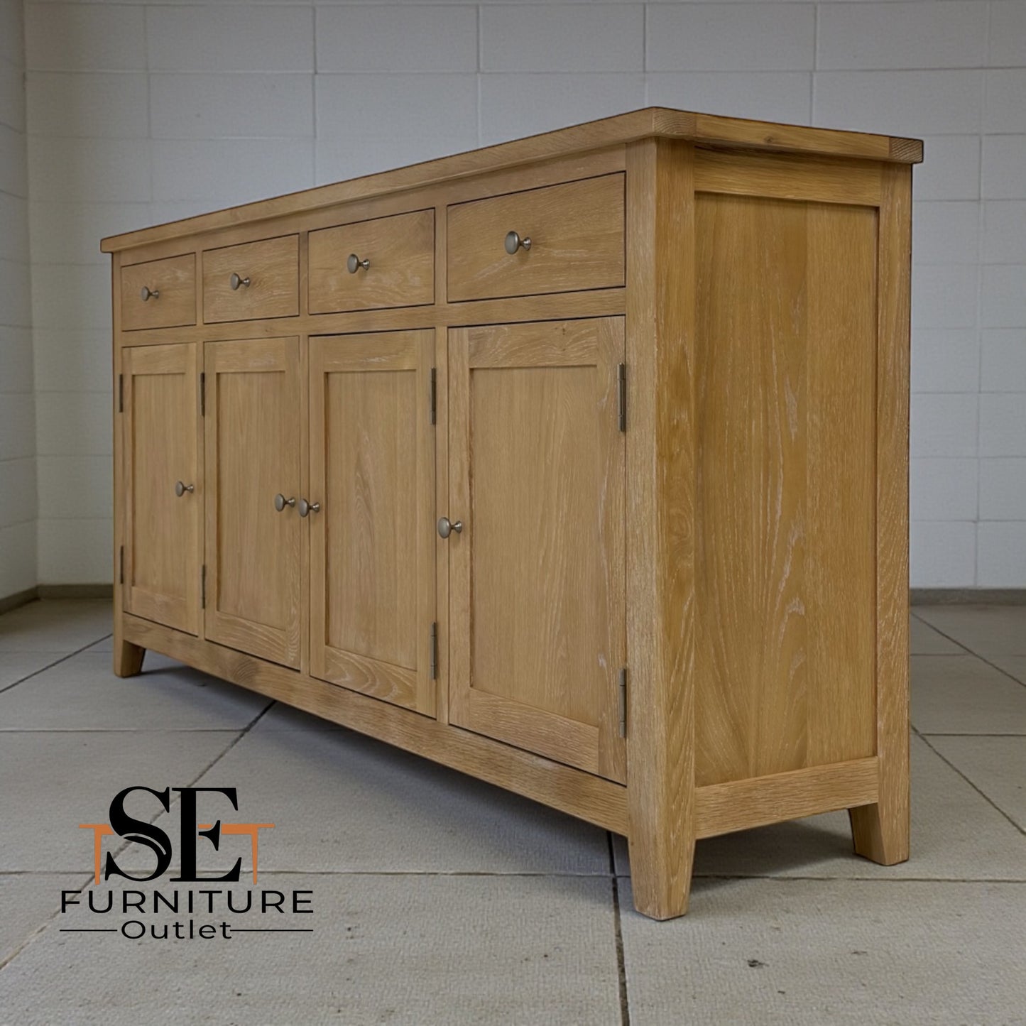 Solid Oak Frames and Whitewash Finish Extra Large Sideboard, Inglesham Range RRP £999