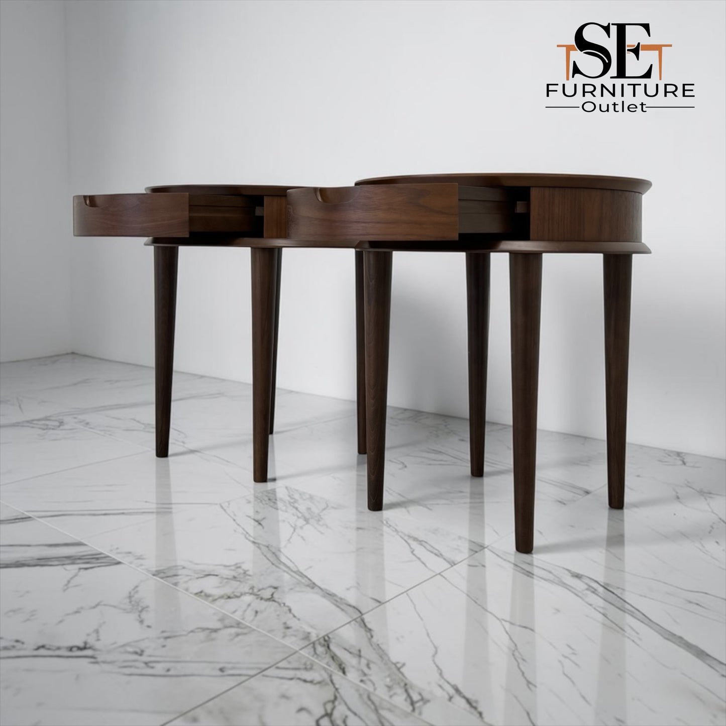 Bentleys Solid Walnut Lamp Tables With Drawer (Last Pair!)