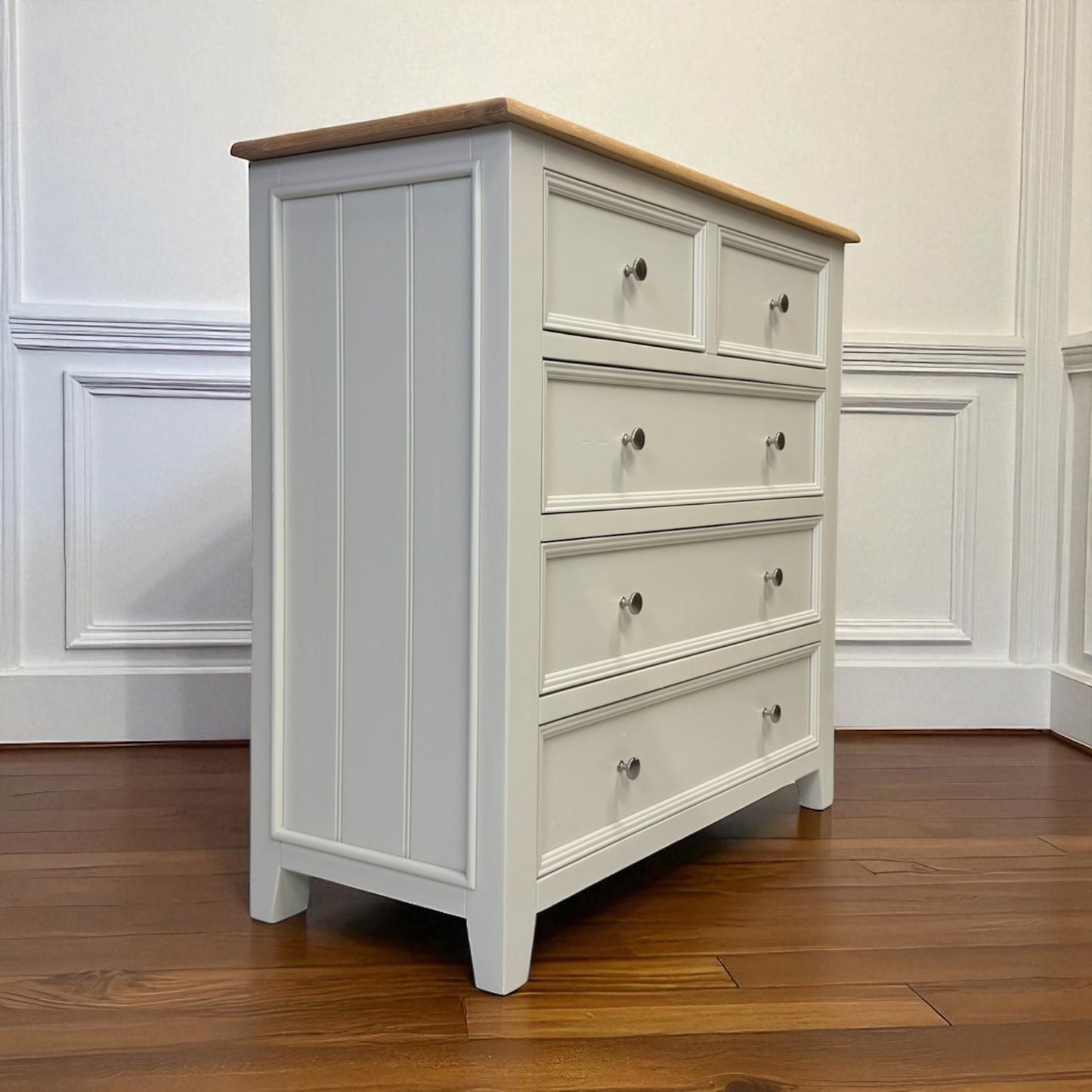 Natural Solid Oak & Painted 5 Drawer Chest, From Oak Furniture Superstore