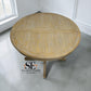 Grey-toned Limewashed Finish Solid Oak and Oak Veneer 4-6 Seater Extending Round Dining Table, Camille Range RRP £1399
