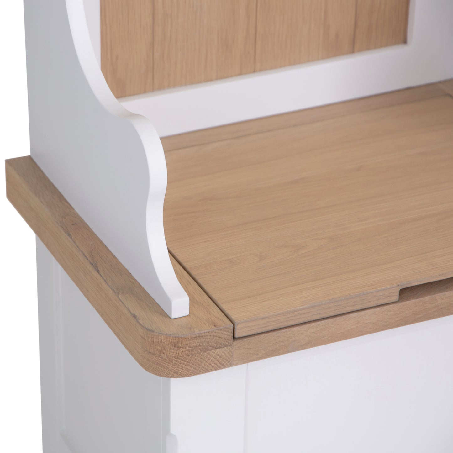 Oak Top & White Painted Hallway Cupboard with Shoe Storage Bench