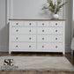 White Wax Finished Oak Top 10 Drawer Chest, Chester Pure White Range RRP £1100