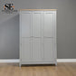 Solid Oak Top & Solid Wood Frames 3 Door Hallway Cupboard, Chester Dove Grey Range RRP £1300