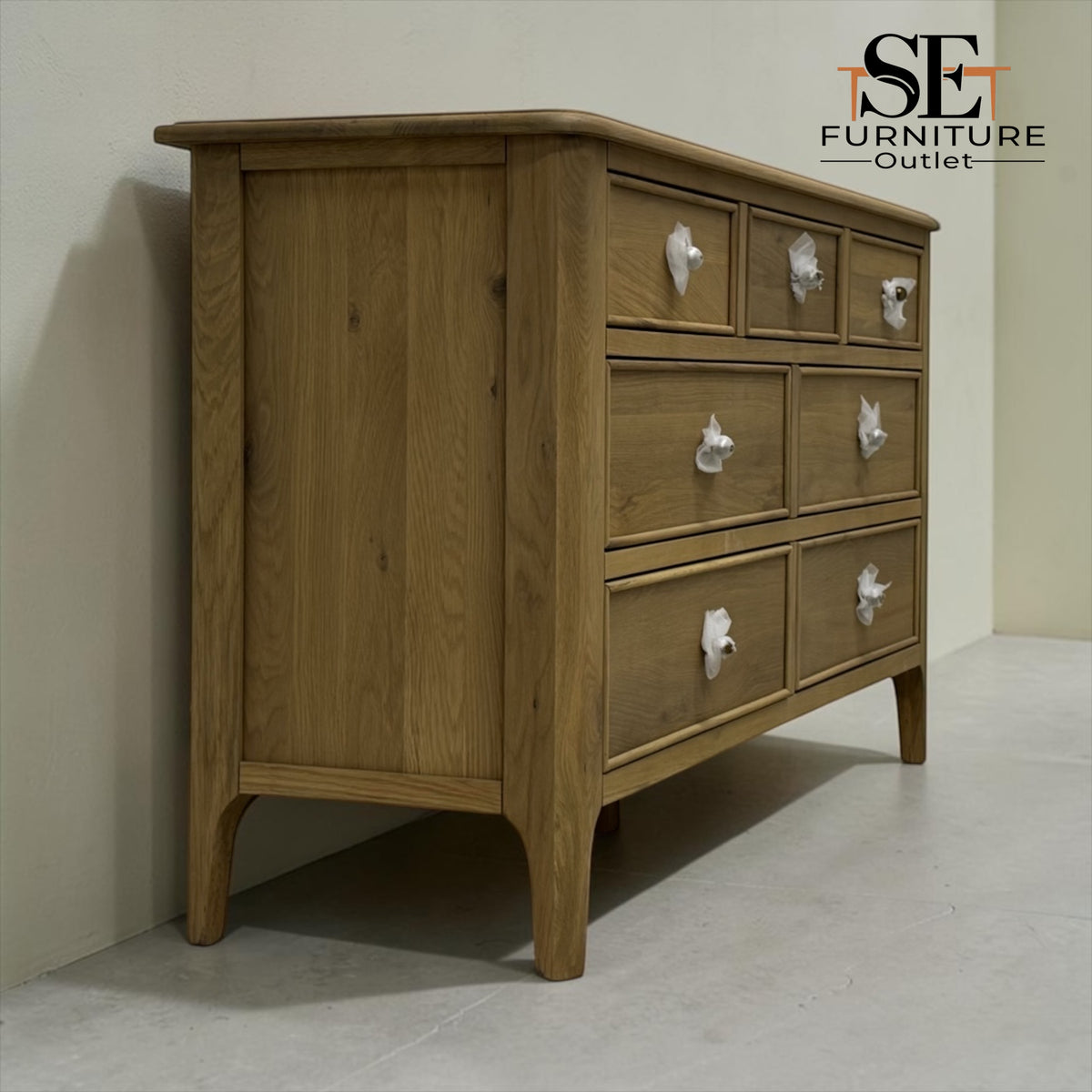 Light Natural Solid Oak 7 Drawer Chest, Newton Range From Oak Furnitureland RRP £829