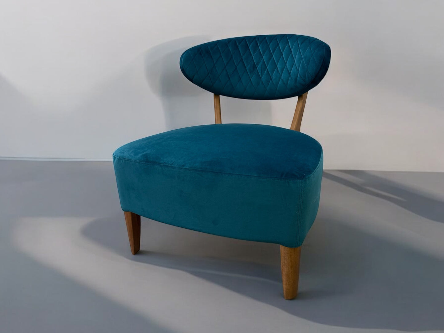 Sea Green Velvet Fabric Casual Chair With Solid Oak Frame RRP £589