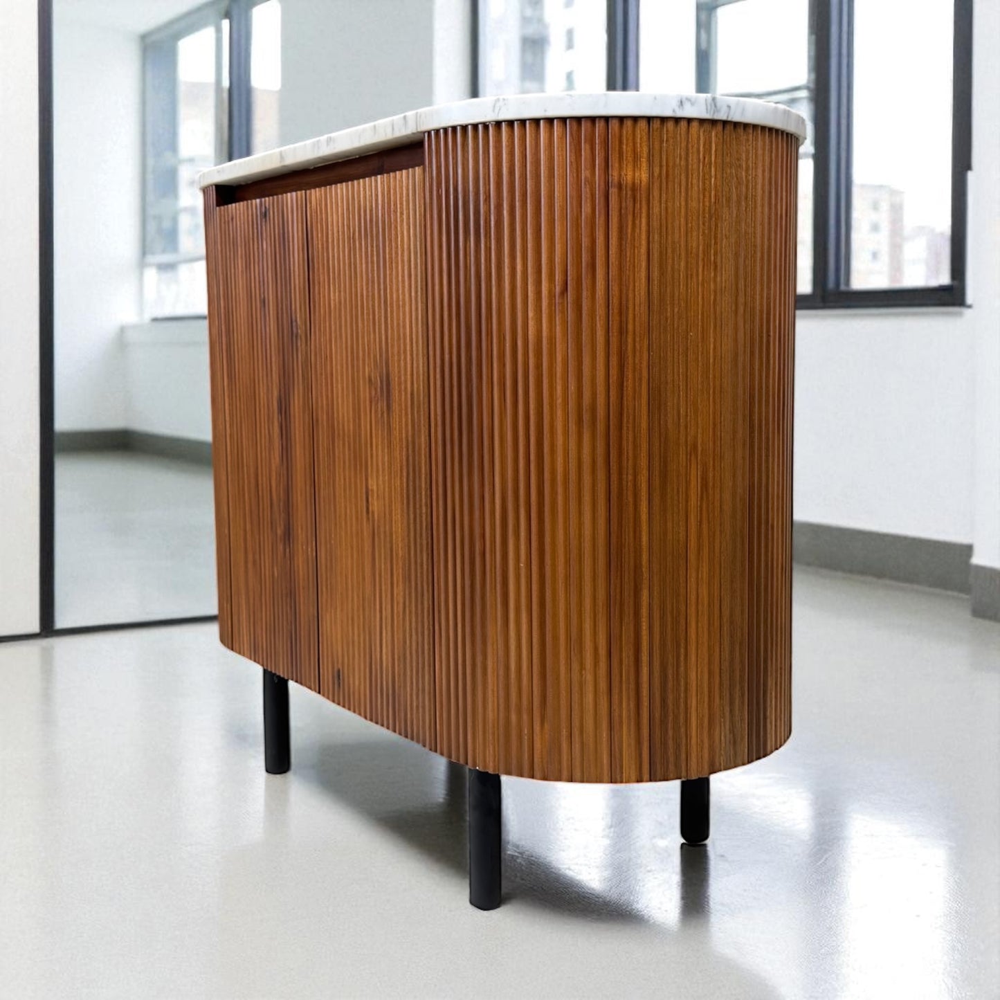 Solid Acacia Wood & Gloss Marble Top Sideboard from Oak Furnitureland RRP £649