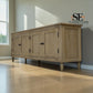 Grey-toned Limewashed Finish Solid Oak and Quality Oak Veneer Media TV Console Fits up to 75", Camille Range RRP £999
