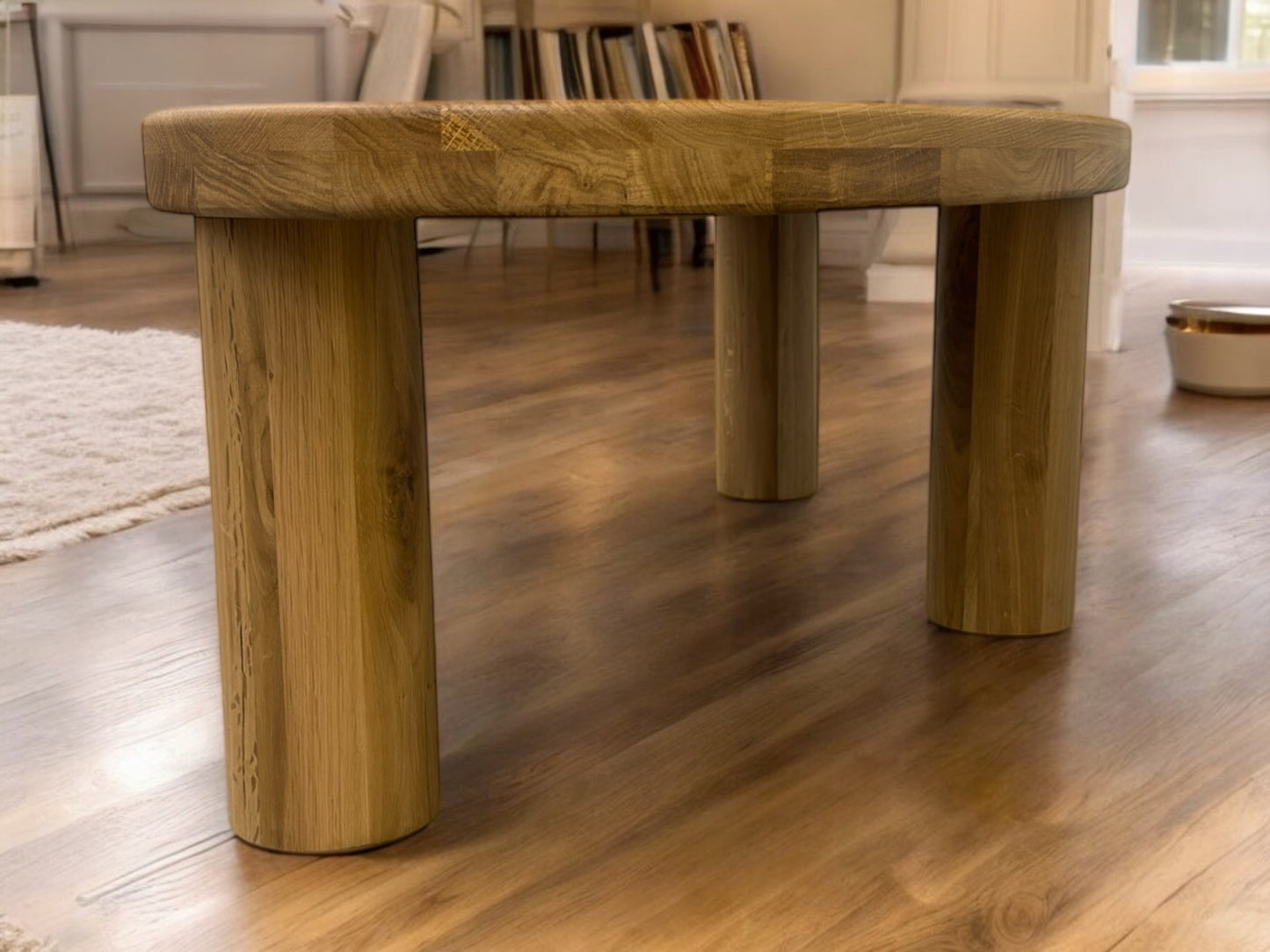 Solid Oak Coffee Table Featuring a Live Edge Design and Sturdy, Chunky Legs RRP £549