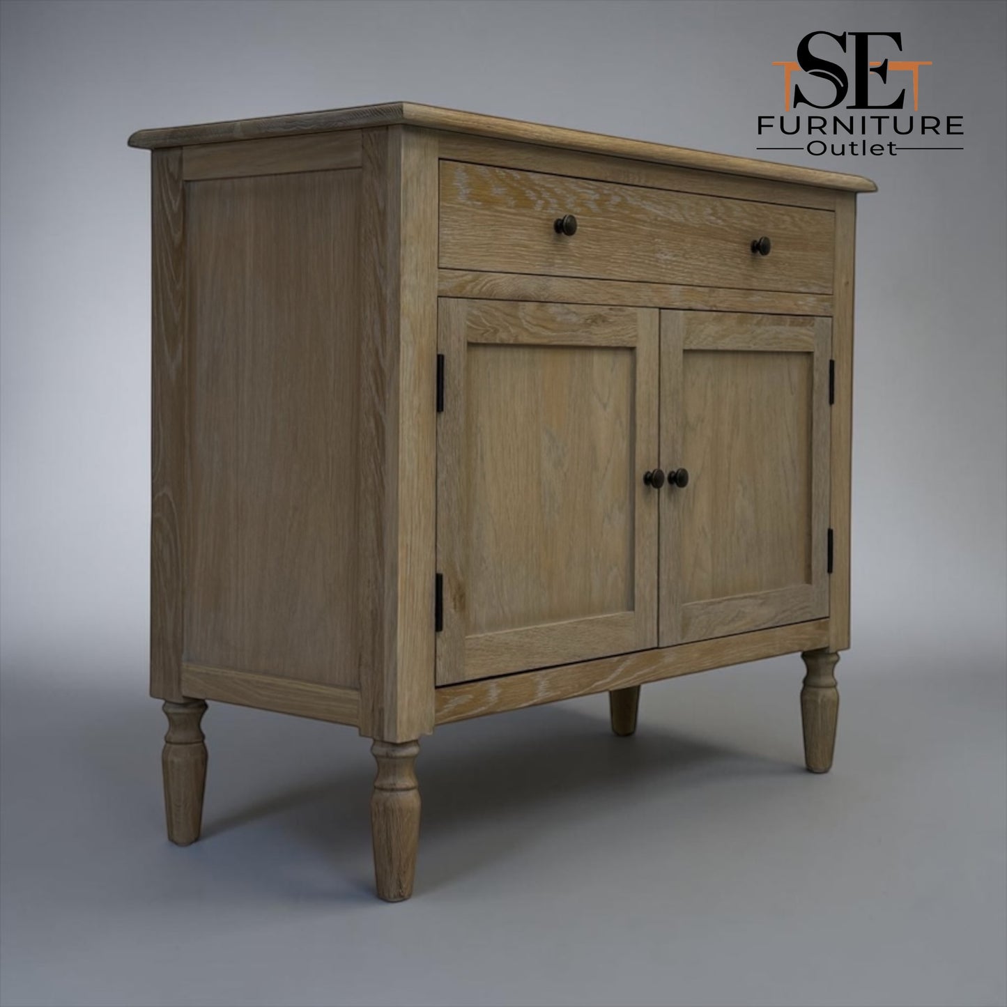 Solid Oak Frame Limewashed Finish Small Sideboard, Camille Limewash Range RRP £750