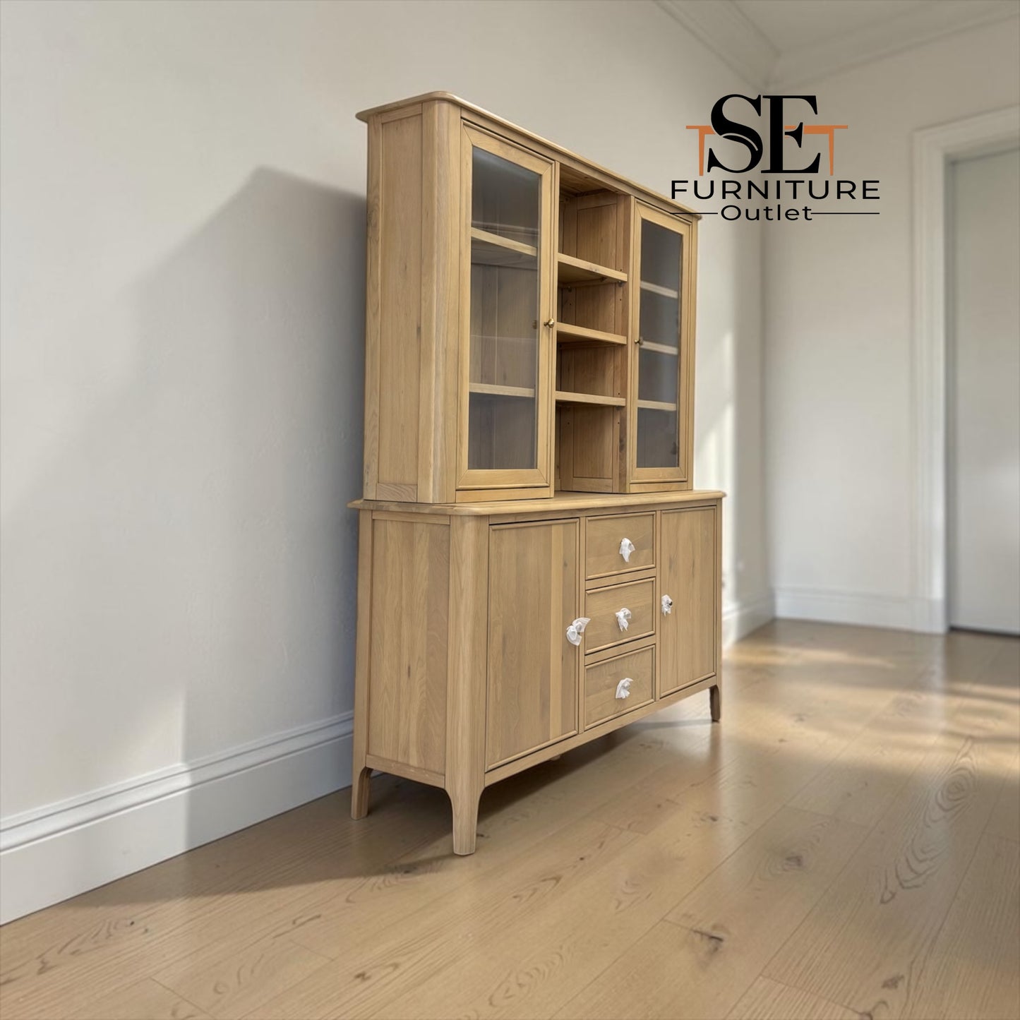 Light Natural Solid Oak Large Dresser, Newton Range From Oak Furnitureland RRP £1599