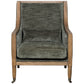 ALBURY OLIVE GREEN FABRIC & WOODEN FRAME ARMCHAIR ON WHEELS