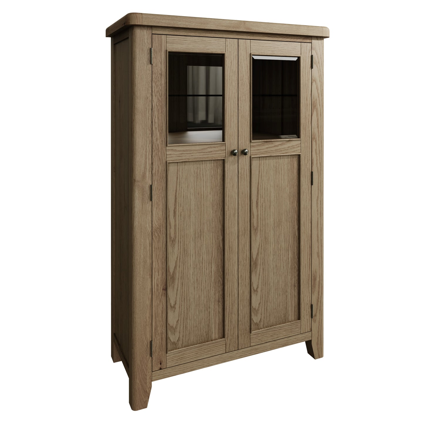 Smoked Oak Drinks Cabinet with Mirrored Back and Wine Rack
