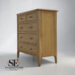 Light Natural Solid Oak 5 Drawer Chest, Newton Range From Oak Furnitureland RRP £639