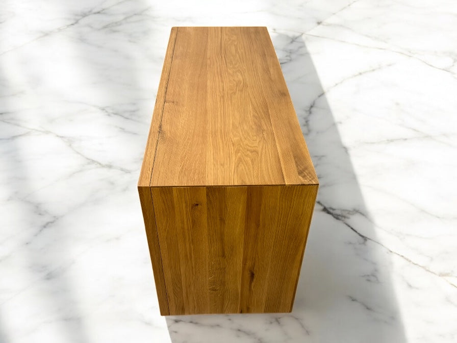 Natural Solid Oak & Metal Small Sideboard, Maine Range From Oak Furnitureland RRP £529