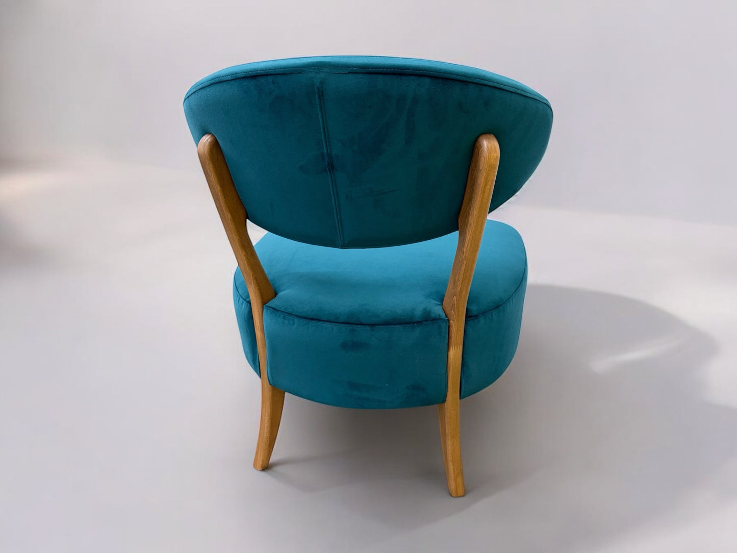 Sea Green Velvet Fabric Casual Chair With Solid Oak Frame RRP £589