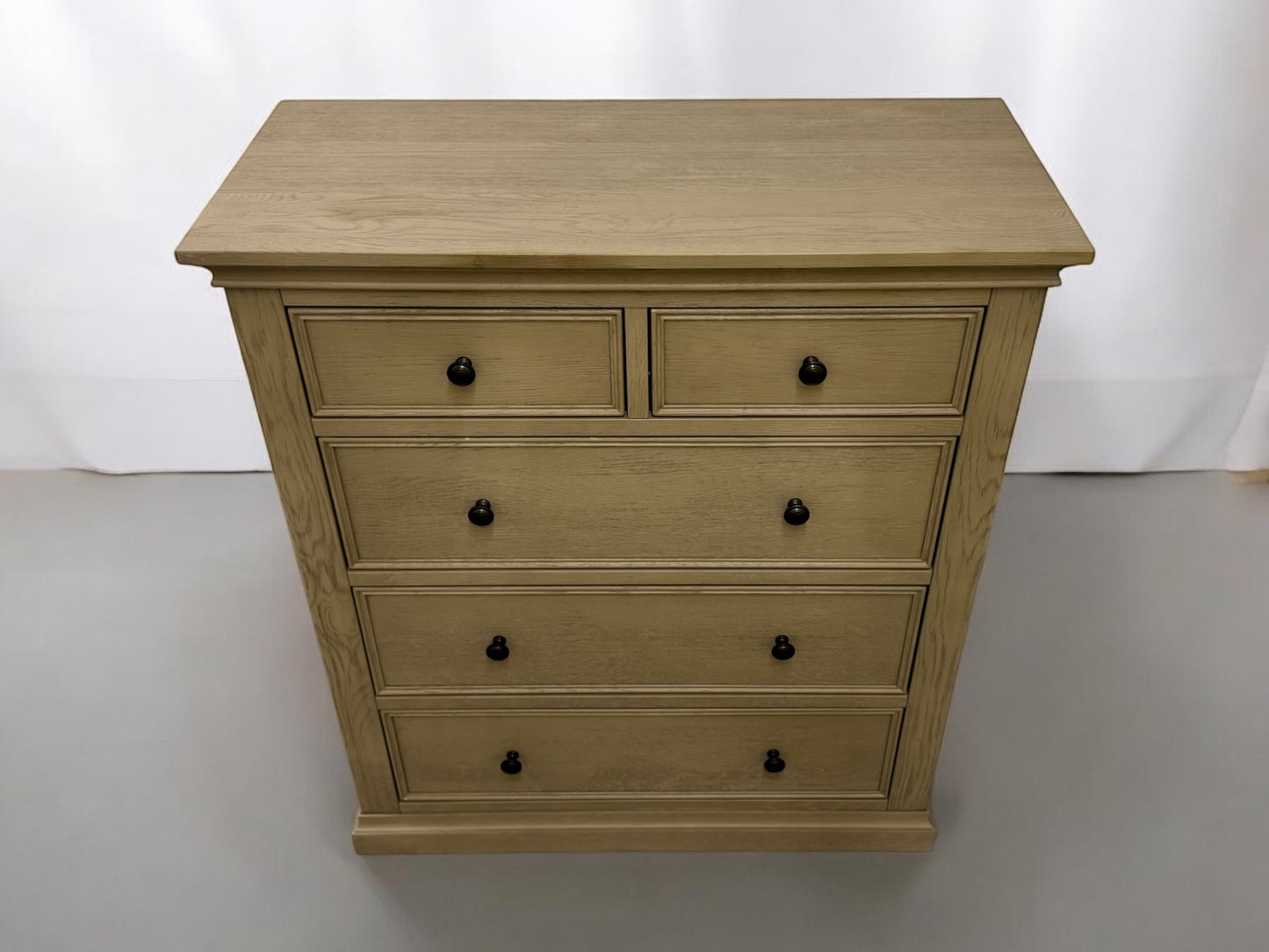 Oak Furnitureland Weathered Oak 5 Drawer Chest, Burleigh Range RRP £599