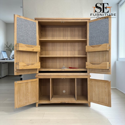Whitewashed Finish Solid Oak & Oak Veneer Hideaway Home Office, Inglesham Range RRP £1999