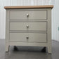 Cotswold Company Oak & Grey Painted 3 Drawer Jumbo Bedside Table, Grey RRP £299