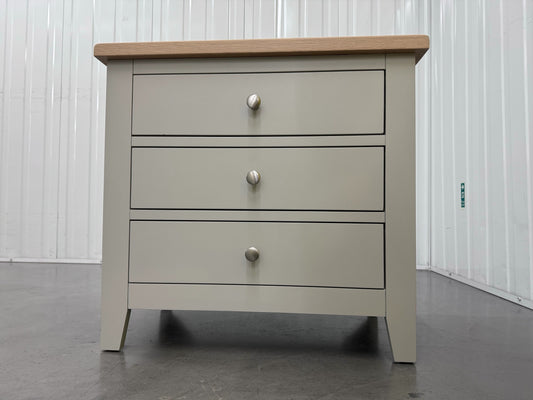 Cotswold Company Oak & Grey Painted 3 Drawer Jumbo Bedside Table, Grey RRP £299