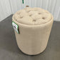 Ashley Buttoned Stool - Stone Linen