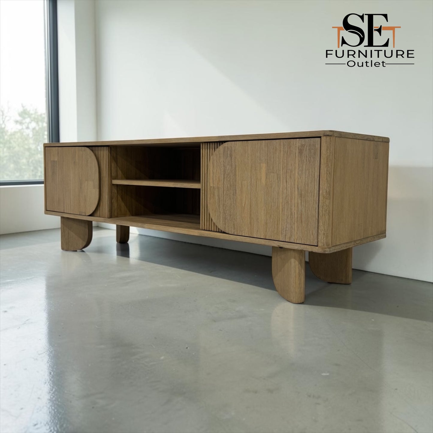 Solid Acacia Wood Extra Large TV Unit Okkio Range from Oak Furnitureland RRP £629