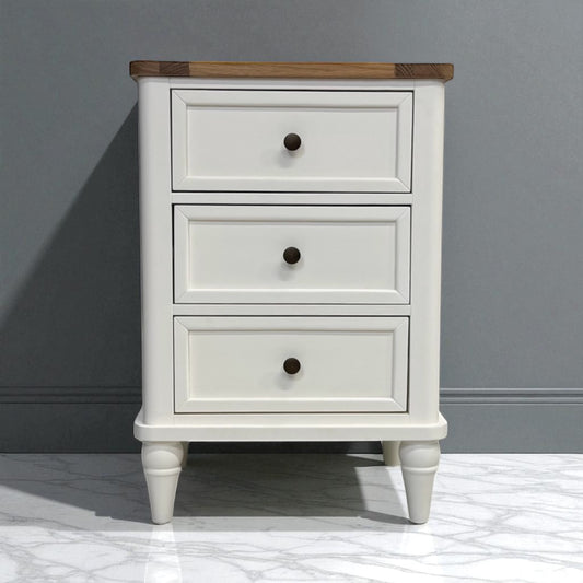 Natural Solid Oak & Acacia Wood Painted 3 Drawer Bedside Table From Oak Furnitureland