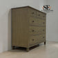 Smoked Solid Oak & Oak Veneer 6 Drawer Chest of Drawers, Bibury Smoked Oak Range, RRP £899