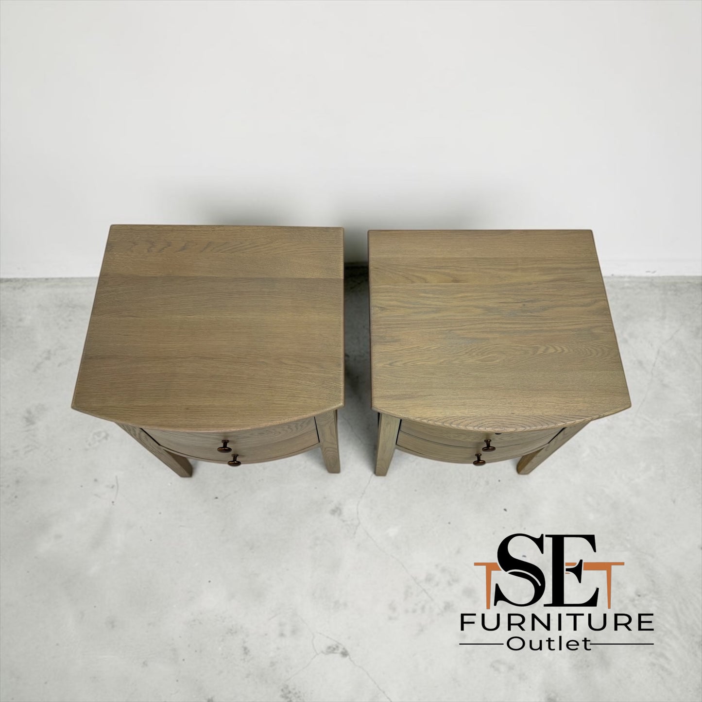 Set of 2 Solid Oak & Quality Oak Veneer Sides Bedside Tables from the Winchcombe Smoked Oak Range RRP £650