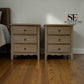 Grey-toned Limewashed Finish Solid Oak & High-Quality Oak Veneer Bedside Tables, Camille Range RRP £799