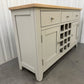 White Wax Finished Oak Top & Grey Painted Winerack Sideboard RRP £599