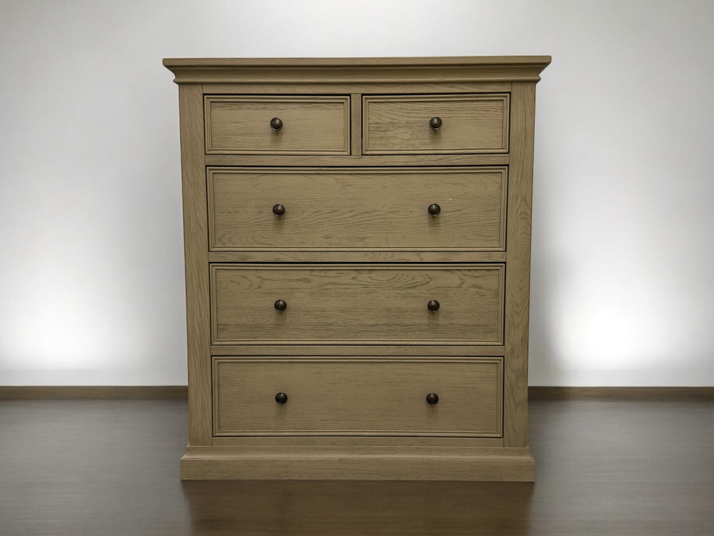 Oak Furnitureland Weathered Oak 5 Drawer Chest, Burleigh Range RRP £599