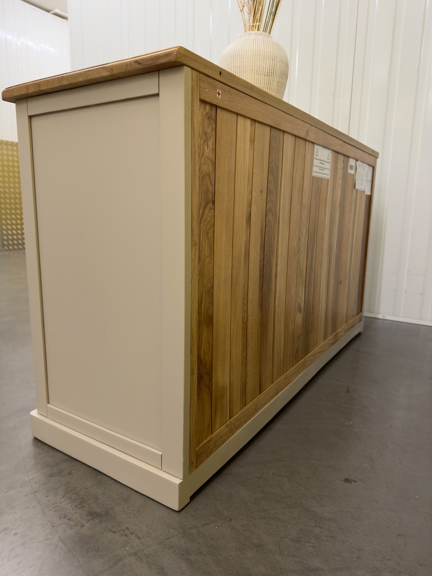 Oak Furnitureland Oak Top & Grey Painted Sideboard with Brass Coloured Hardware Henley Range RRP £649