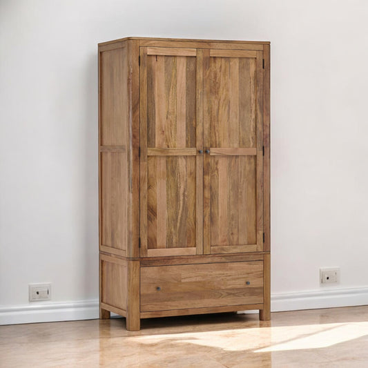 Natural Solid Mango Wood Double Wardrobe Noah Range From Oak Furnitureland RRP £1039