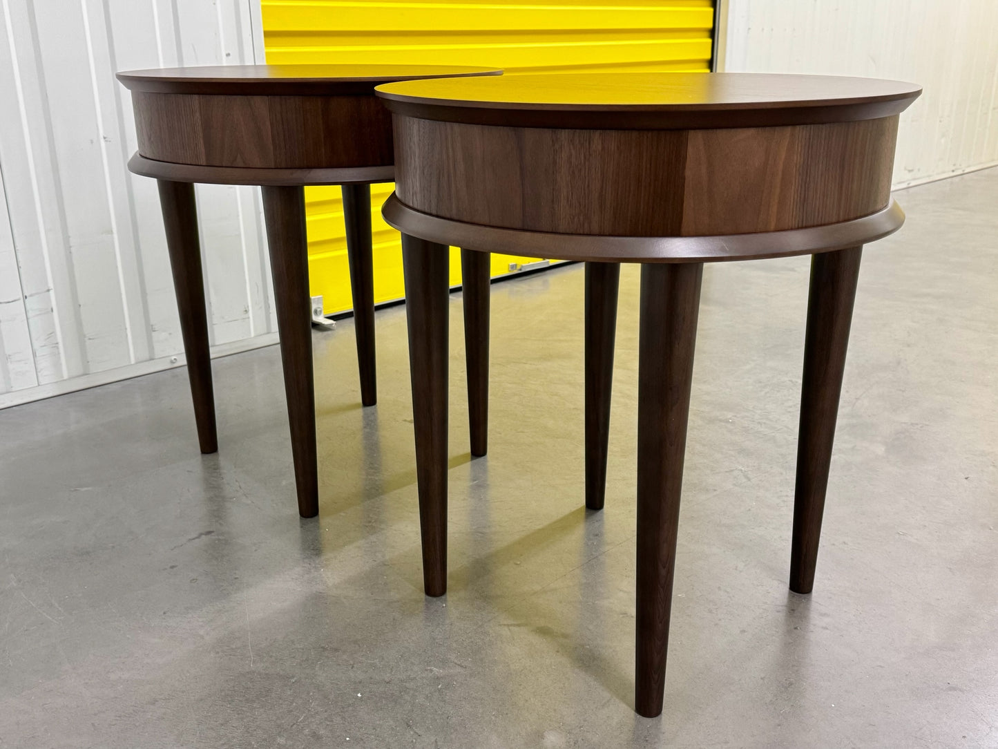 Bentleys Solid Walnut Lamp Tables With Drawer