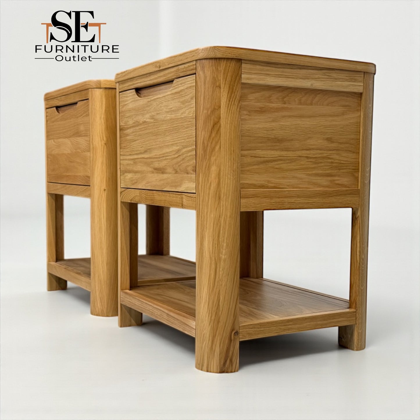 Natural Solid Oak One Drawer Bedside Tables Romsey Range, From Oak Furnitureland RRP £458