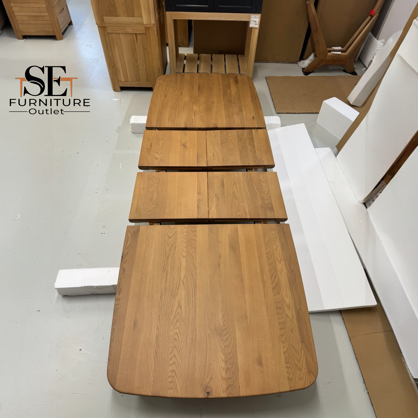 Natural Solid Oak Extending Dining Table, 6 to 10 Seater Bentley Range From Oak Furnitureland RRP £1079