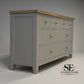 White Wax Finish Oak Top & Solid Wood Frames 8 Drawer Chest, Chester Limestone Range RRP £750