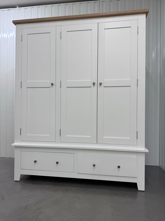 Cotswold Company Oak Top with Pure White Painted Panels Triple Wardrobe RRP £1250