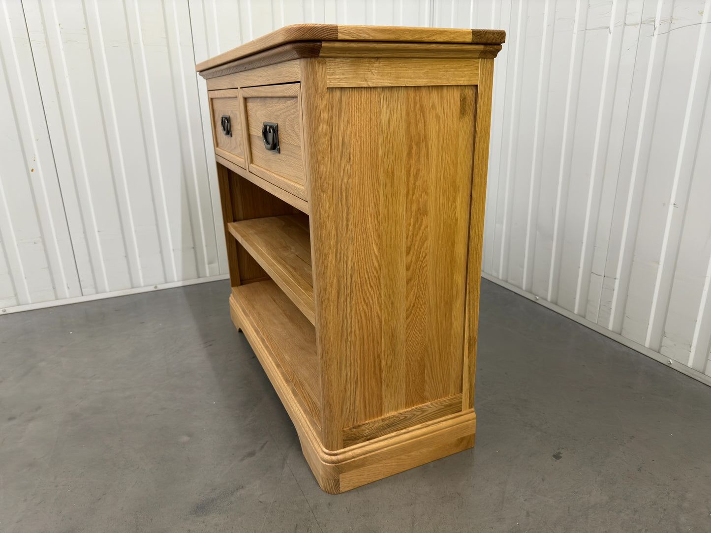 Solid Oak Storage Console Table,Traditionally Crafted with solid oak with no veneer, MDF or Chipboard used. RRP £389