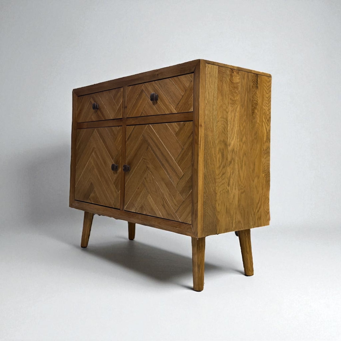 Brushed & Glazed Solid Oak Small Sideboard Parquet Range From Oak Furnitureland RRP £569