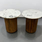 Solid Mango Wood Fluted Base & White Marble Top Side Tables