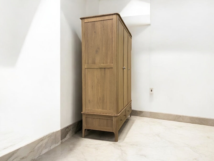 Light Natural Solid Oak Triple Wardrobe, Newton Range From Oak Furnitureland RRP £1549
