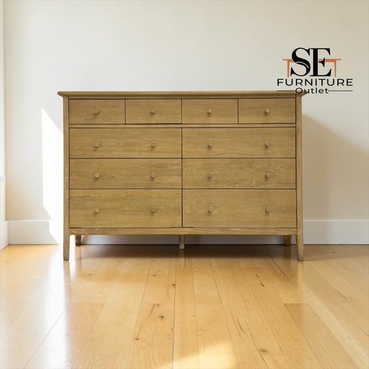 Solid Oak & Quality Oak Veneer White Wax Finish, 10-Drawer Chest, Berkeley Nordic Oak Range, RRP £999