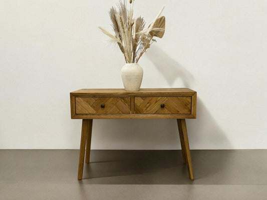 Oak Furnitureland Brushed &Glazed Solid Oak Console Table Parquet Range RRP £389