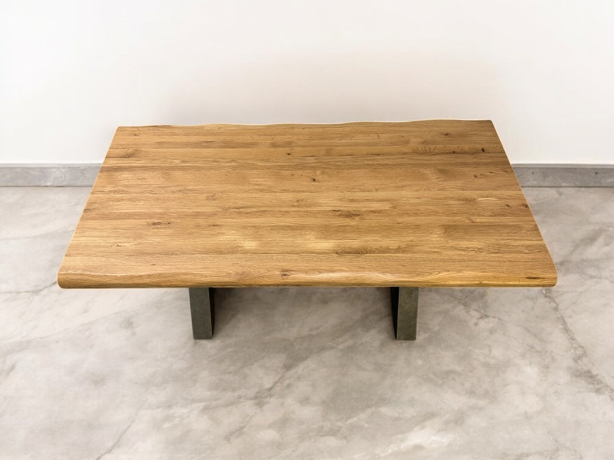 Natural Solid Oak & Metal Legs 8 Seater Living Edge Dining Table, From Oak Furnitureland RRP £999