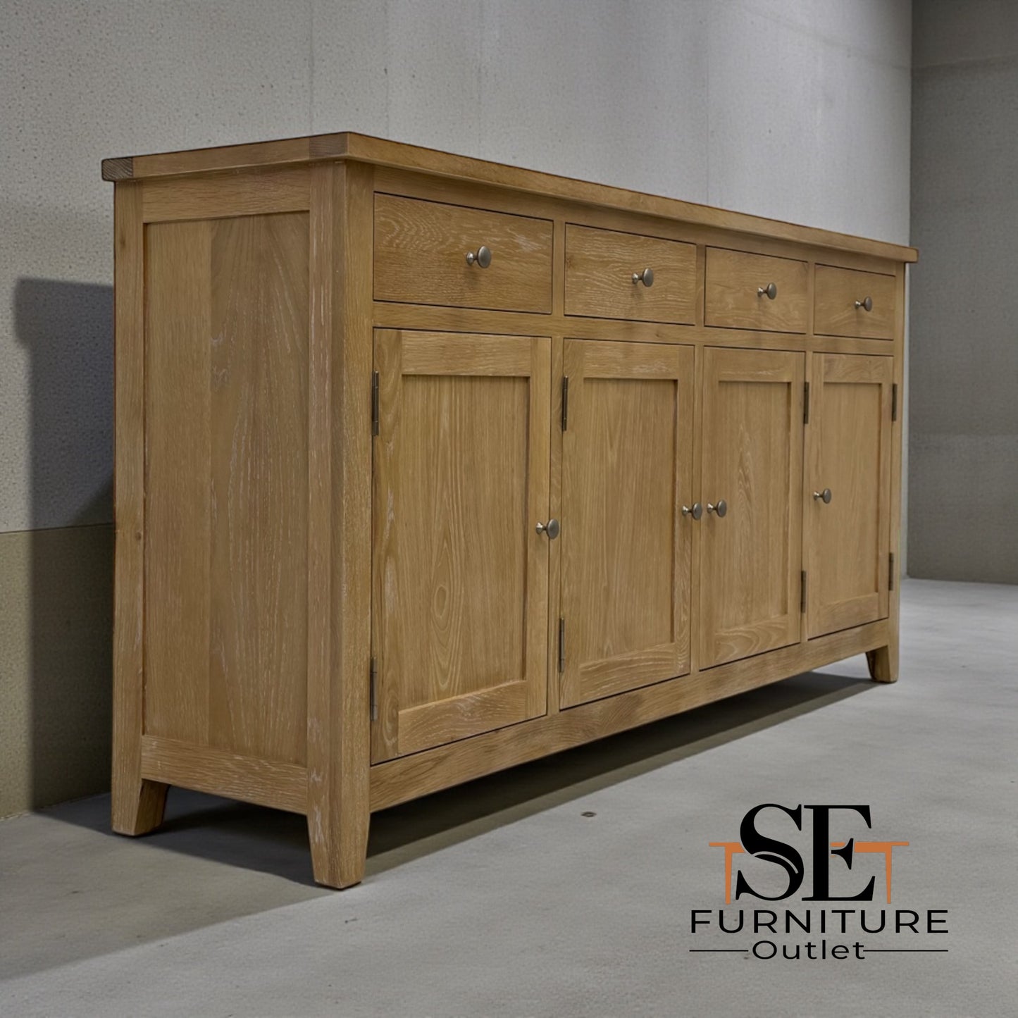 Solid Oak Frames and Whitewash Finish Extra Large Sideboard, Inglesham Range RRP £999